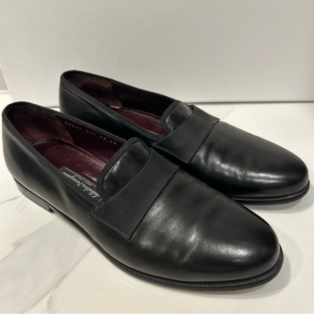 Salvatore Ferragamo Mens Black Leather Loafers Size 10 EU44